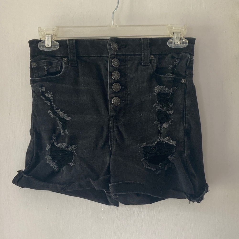 American Eagle Outfitters Black Distressed Jean Shorts